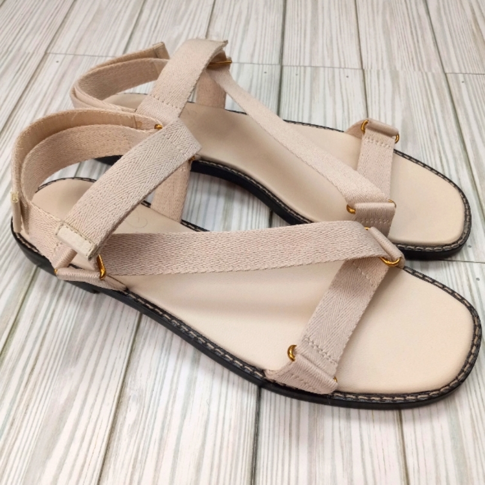 NEW J. Crew Canvas Sporty Strap Leather Sandals